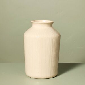 Hearth & Hand 12” Textured Neutral Ceramic Decorative Vase in Cream